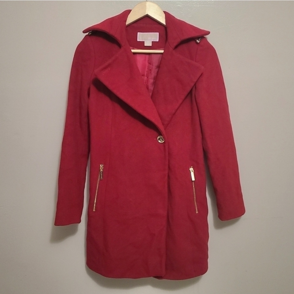Michael Mk Red Wool Winter Coat